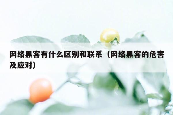 网络黑客有什么区别和联系（网络黑客的危害及应对）